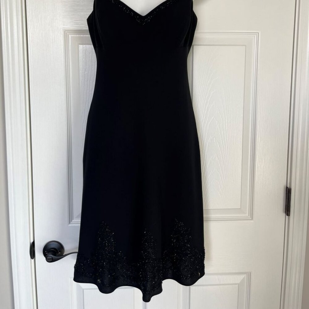 Jones New York Black Beaded Embellished Cocktail Dress